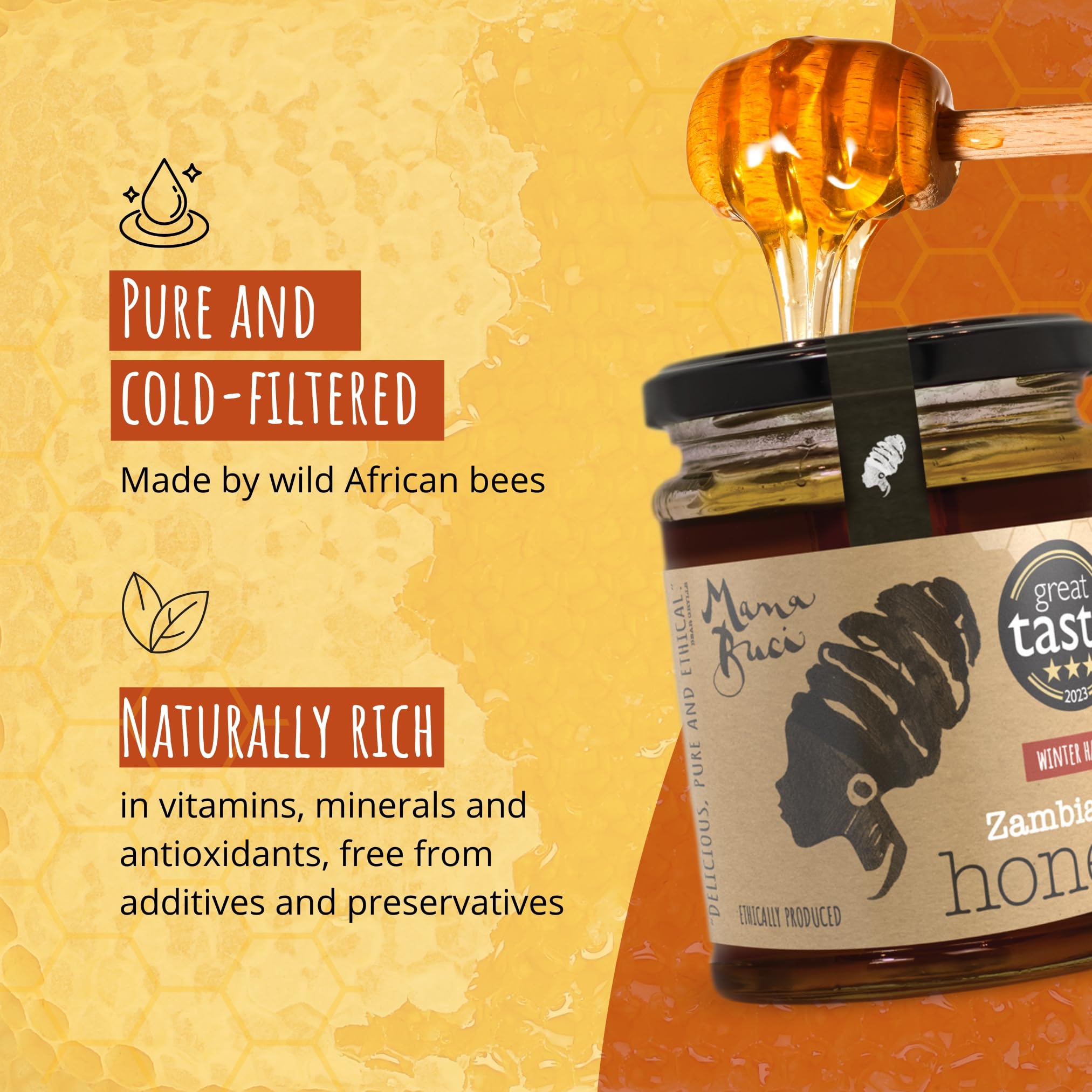 Mama Buci Zambian Pure Honey - Winter Harvest 340g - Ethical